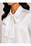 Women's Scarf Collar Satin Shirt Long Sleeve Stylish Office Casual Blouse - White - 3