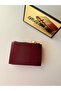 Women's Burgundy Snap Fastener Multi-Compartment Zippered Mini Card Holder Wallet - 2