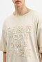 Oversize Printed T-Shirt Beige - 8