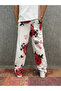Straight Leg Patterned Trousers with Elastic Waist - 2