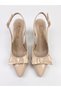 Cream Patent Leather Bowknot Women's Goblet Heeled Shoes Nk3194 - 2