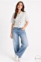Women's Blue Mini Floral Short Sleeve Comfortable Fit 100% Cotton Shirt - 4