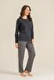 Women's Embroidered Anthracite Long Sleeve Pajama Set Ar3749-S-V1 - 8