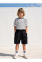 Boy's Relaxed Fit 2-Piece Shorts Set Ecru and Black Linen - 3