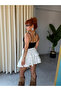 Premium Trend Lace Linen Ruffle Mini Skirt - 5