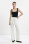 White Trousers with Wide Legs and Tie Detail 3212
