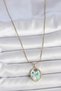 316L Steel Gold Color Chain Blue Flower Embroidered Pearl Detail Portrait Model Women's Necklace - 2