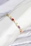 Brass Gold Color Mix Color Zircon Stone Flower Model Women's Bracelet - 2