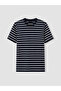 Southblue Navy Blue Crew Neck Striped Combed Cotton Men's T-Shirt - 5