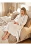 New Season Ecru Piping Detailed Buttoned Design Short Sleeve 100% Cotton Maternity Pajamas Nightgown Set
