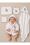 Newborn Embroidered Baby Bathrobe Set 5 Pieces Compatible with 0-2 Years Old 100% Cotton Curly Towels - Baby - 3