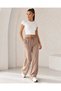 Women's High Waist Drawstring Tied Lightweight Textured Loose Trousers