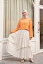 Round Neck Casual Combed Cotton Blouse -Orange - 4