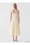 Peak New Season Yellow Square-Necked Waist-Fitted Poplin Dress - 4
