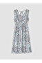 Lcwaikiki Classicv Collar Patterned Waist-Sitting Dress