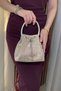 Women's Gold, Stone-Embellished Handle Detailed, Glittery Evening Dress Bag - Chain Strap Hand and Shoulder Bag