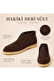 Genuine Leather Suede Brown Women's Boots Warm Lined Rubber Sole Short Boots - 4