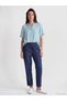 Blue Elastic Waist Straight Fit Women's Jean Pants