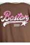 Brown College Collar Boston Printed Girls' Jacket - 4