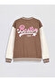 Brown College Collar Boston Printed Girls' Jacket - 2