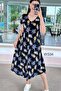 V-Neck Viscose Dress 6Y334 - 3