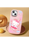 iPhone 15 Plus Compatible Case with Camera Protector Pink Silicone Couple Phone Case with Kitty Pattern - 2