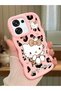 Oppo A6 Pro Compatible Case Camera Protector Pink Silicone Couple Phone Case Kitty Pattern