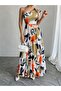 Women's One-Shoulder Open Slit Long Patterned Single Jersey Fabric Dress