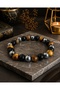 Cat's Eye Hematite Onyx Natural Stone Healing and Meditation Bracelet - 3