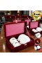 5 Pieces of Double Coffee Cups Set with Burgundy Velvet Box, Personalized with Your Logo, Corporate Gift