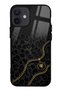 iPhone 12 Mini Black Panther Gold Design Glossy Phone Case