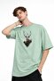 Deer - Oversize Men's T-Shirt Water Green - 2