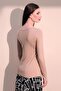 Women's Clothing Beige Casual Style Basic Square Neck Long Sleeve Blouse - 2