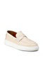 Men's Genuine Leather Beige Loafer Shoes - 6