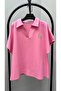 Women's Plus Size Short Sleeve Chest Label Detailed Polo Collar Shorts Set 8286-26 - 4