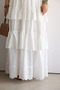 Ecru Layered Pleated Skirt - De241007 - 2