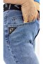 Plus Size Belted Lycra Denim Women's Trousers - 4