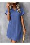 Women's Short Sleeve V-Neck Short Jacquard Wrap Dress - 2