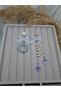 Asymmetric Earrings with Pearl Chain and Blue Floral Motif - 4