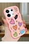 Poco X6 5g Compatible Case Camera Protector Pink Silicone Couple Phone Case Heart Pattern
