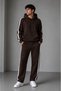 Men's Striped Detail Hooded Tracksuit Set Brown