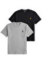 Men's Black T-Shirt 100% Cotton Single Jersey Basic T-Shirt Crew Neck Embroidered T-Shirt Men-2Li