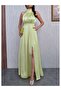 Halter Neck Slit Satin Dress - 3