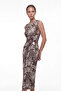 Leopard Print Metal Buckle Draped Sleeveless Midi Dress - 2