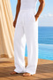 Men's Muslin Linen Blend Comfortable Fit Elastic Waist Lace-Up Summer Trousers - 3