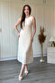 Lace Skirt Ruffle Detailed Sleeveless Midi Beige Dress