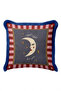 Moon Star Night Striped Fringed Pillowcase - Romantic Sky Gray Navy Blue Tassel Throw Pillow Cover - 5
