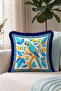 Exotic Parrot Tropical Fringed Pillowcase - Bird Figure Cobalt Blue Tassel Throw Pillow Cover - 2