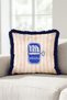 Marine Striped Sardine Motif Fringed Pillowcase - Pink Ecru Navy Blue Tasseled Throw Pillow Cover