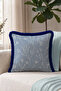 Botanical Pattern Fringed Pillowcase - Elegant Floral Nordic Blue Navy Tassel Throw Pillow Cover